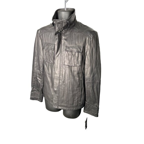 NWT Murano Men's Black Size MEDIUM Lambskin Leather Jacket Distressed